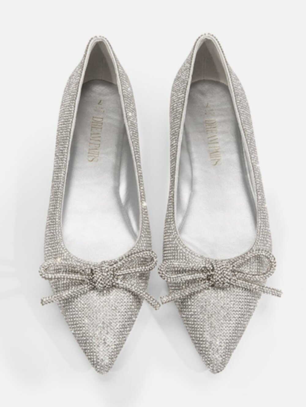 DREAM PAIRS Rhinestone Bow Pointed Toe Flats